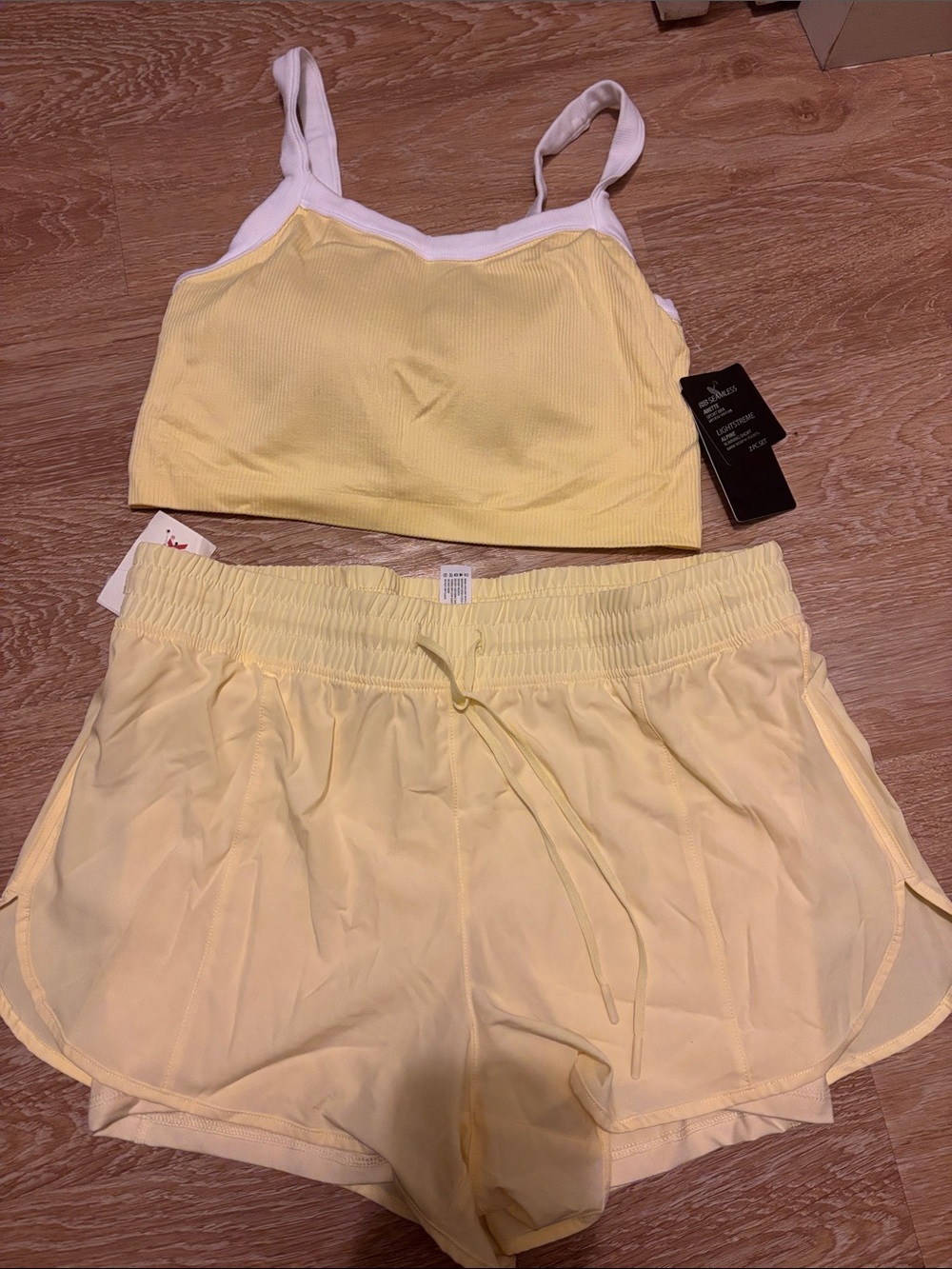 Reflex Yellow Ribbed Seamless Sport Bra & Running Shorts Set